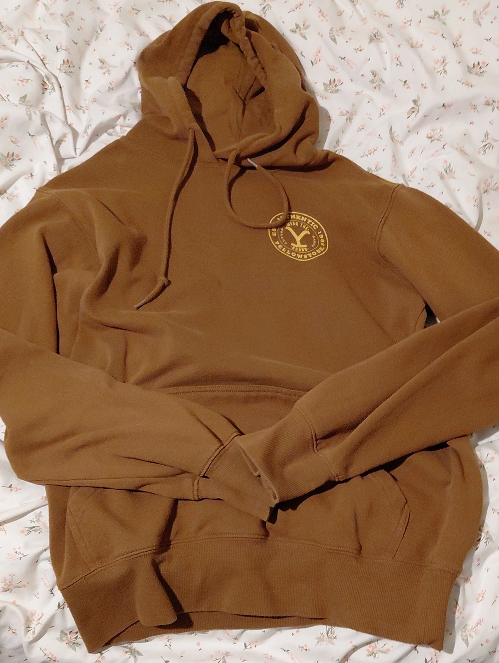 Women's Brown Pullover Hoodie with Chest Emblem
